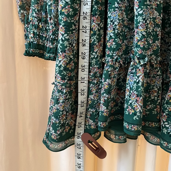 Max Studio Green Floral Smocked Dress - Picture 3 of 6